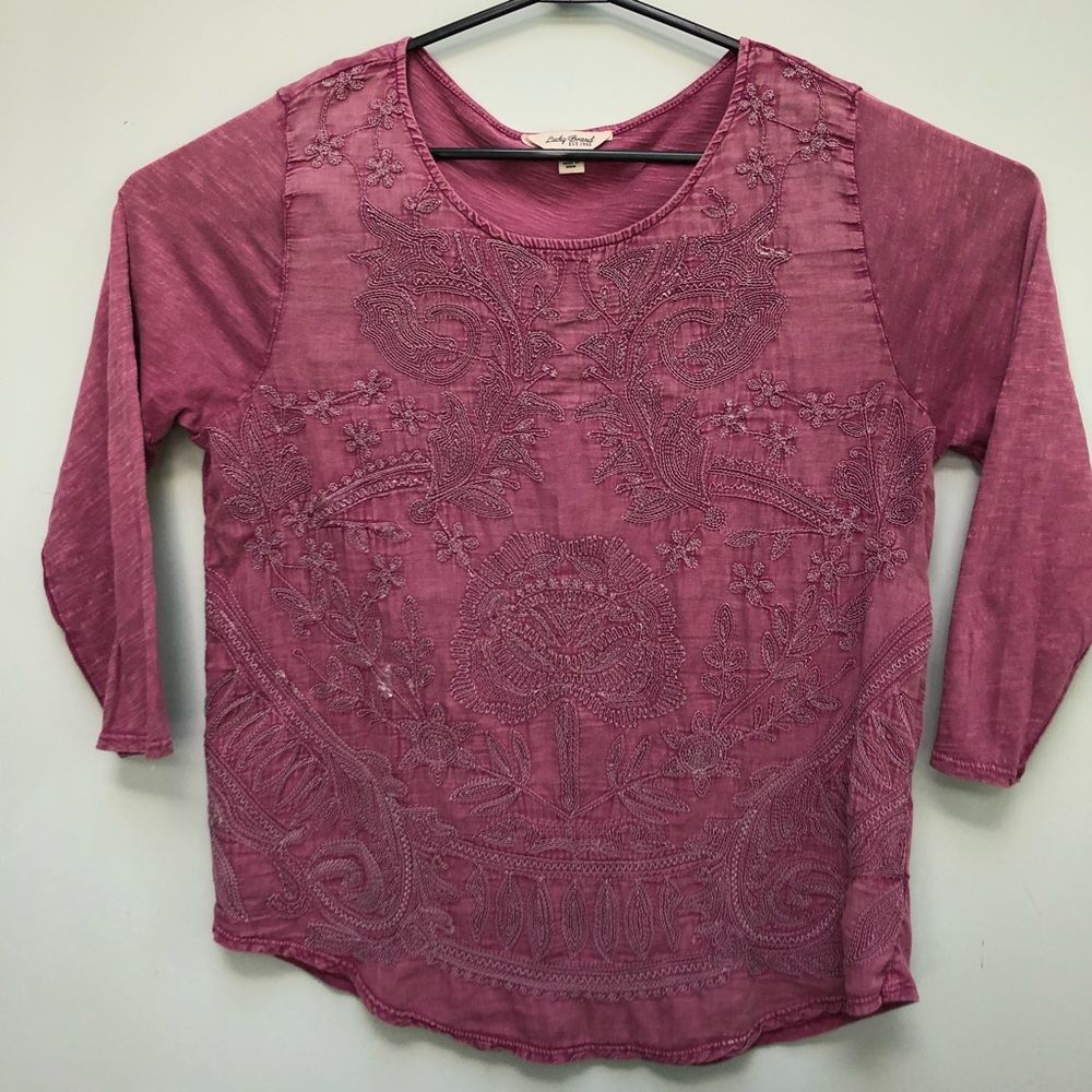 Lucky Brand | Embroidered Distressed Casual Shirt